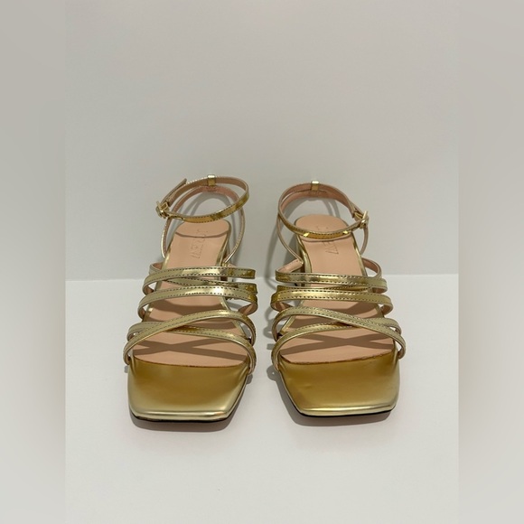 J Crew Layne strappy sandal block heel in gold metallic leather CA048 NEW NO BOX - Picture 4 of 10